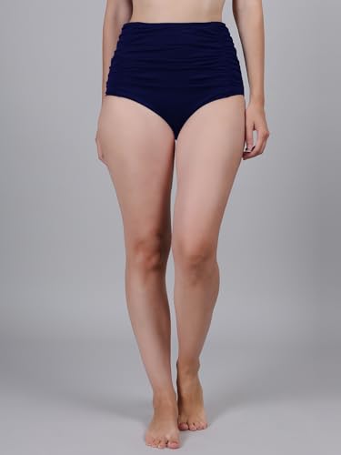 Image of High Waisted Swimsuit Bottom Tummy Control Ruched Bikini Bottom Vintage Bathing Swim Shorts for Women