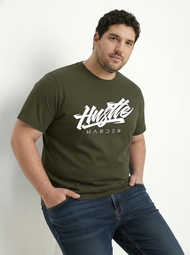 Image of Toodlegram Men Plus Size Printed T-Shirt | Round Neck Half Sleeves | Regular Fit Big & Tall | Pure Cotton Casual Summer Wear T-Shirt for Men