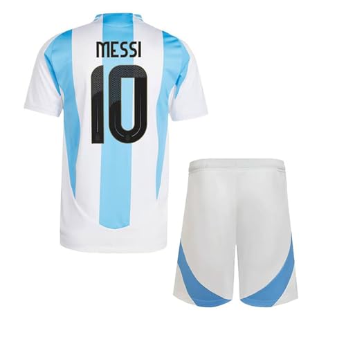 Image of Sports Soccer Argen Messii 10 Football Jersey with Black Shorts 2024(Kid's, Boy's& Men)