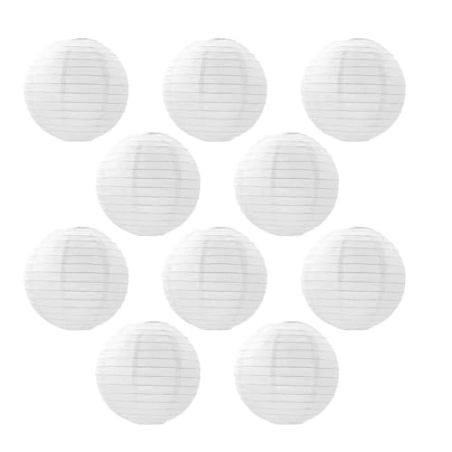 LVYUDS Celebración 10 Unidades Faroles De Papel Colgantes Farolillos De Papel Blanco Bricolaje Garabatos Farolillos Feria Plegables Boda Festivos Decoraciones(10CM)