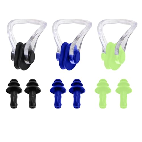 COYUN 3 Sätze Nasenklammer Schwimmen+Ohrstöpsel,wasserdichte Nasenklammer Mit Aufbewahrungsbox,Silikon-Nasenklammern,Nase Clip, für Kinder und Erwachsene