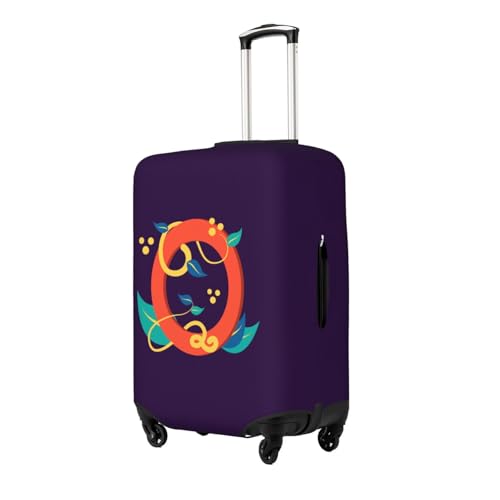 Travel Luggage Cover,Orange Letter O With Leaves Stretch Suitcase Cover Protector with Zipper Closure For 18-32 Inch Luggage2