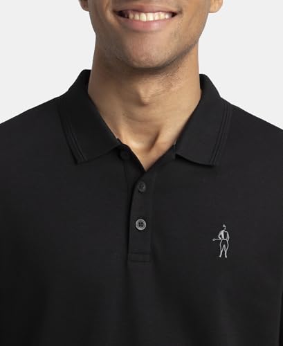 Image of Jockey 3914 Men Super Combed Cotton Rich Solid Full Sleeve Polo T-Shirt with Ribbed Cuffs