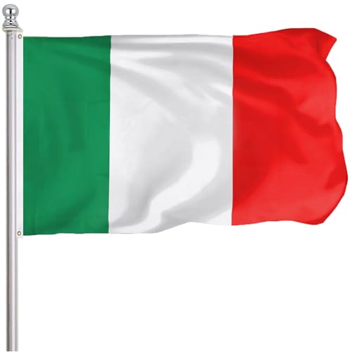 FLGCLUB Italy Italian Flag 3x5 Ft Outdoor Vibrant Color Fade Resistant Italy Flags Polyster Double Stitched Italian National Flag Canvas Header and Brass Grommets