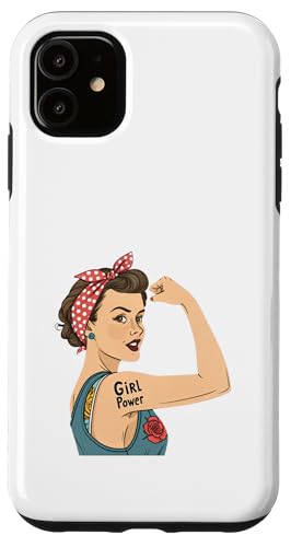 Girl Power Feminist Retro Art Rosie Riveter Style Protesta Carcasa para iPhone 11