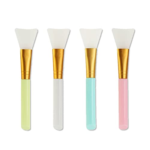 4 Stück Silikon Gesichtsmaske Pinsel Haarlose Silikon Kosmetikschaber Gesichtsschlamm Applikator Mischpinsel Make-up Beauty Werkzeug für DIY Augenmaske Hautpflege Cover