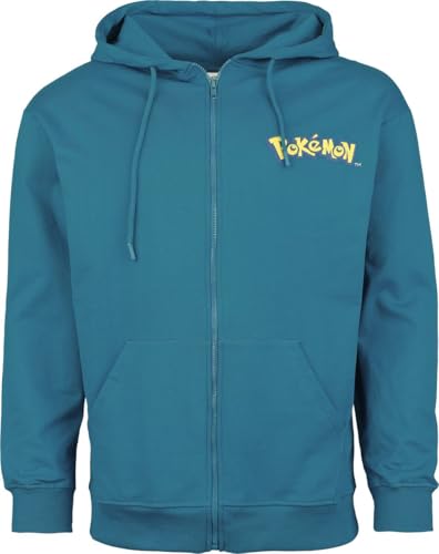 Pokémon Ronflex Homme Sweat-Shirt zippé à Capuche Turquoise S
