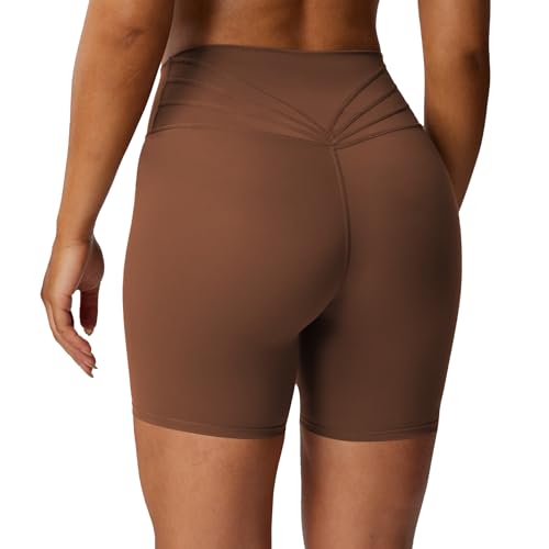 Image of Aoxjox Trinity Workout Biker Shorts for Women Tummy Control High Waisted Exercise Athletic Gym Running Yoga Shorts 6 inch