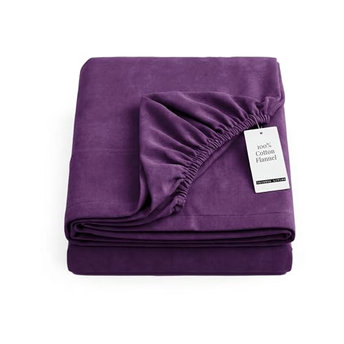 Image of Tribeca Living Cal King Flannel Fitted Sheet, Purple
