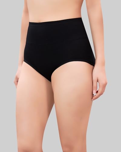 Image of PLUMBURY Women High Waist Cotton Underwear Full Brief Panty, Size M to XXL (Pack of 2 Panty)