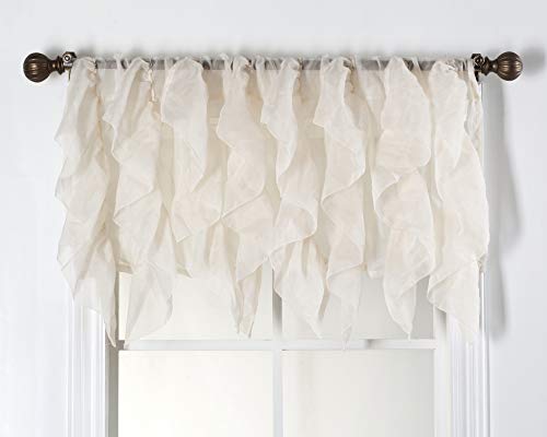 DiamondHome Cascade Beige Shabby Chic Sheer Ruffled Valance (50