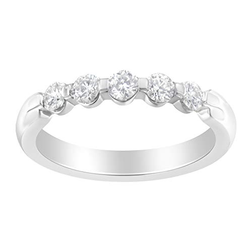 Haus of Brilliance 14K White Gold 1/2 cttw Diamond 5-Stone Band Ring (H-I Clarity, SI2-I1 Color) - Size 7