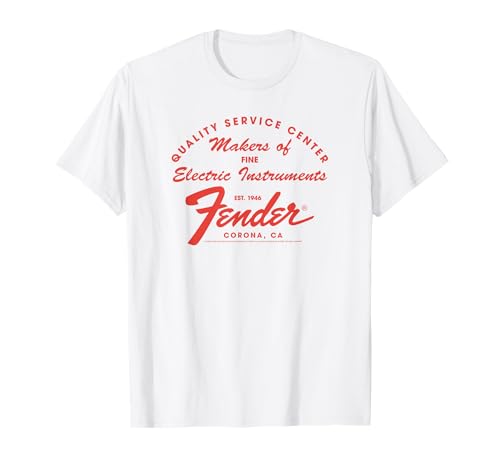 Image of Fender Guitar Quality Service Centered Text T-Shirt