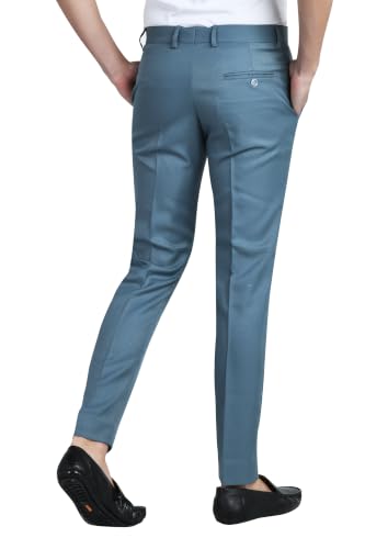 Image of Men's Formal Slim Fit Trousers | Premium Poly Viscose Blend Office Wear Flat Front Pants | Wrinkle Resistant Business Casual Pants | Length 41 Inches.