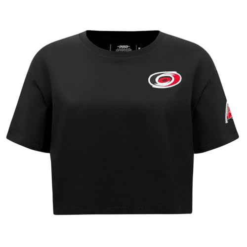 Camiseta corta de algodón NHL Classic mujer negra M ropa deportiva casual de chenilla