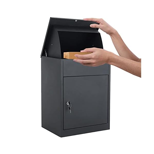 Wall Mounted Parcel Drop Box , Black Lockable Delivery Box for Parcels