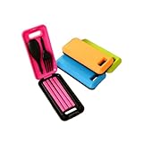 MOLUCKFU 3個環境に優しいプラスチックカトラリー 点 携帯用折りたたみ食器 フォーク スプーン 箸 ケース付き アウトドア 旅行用