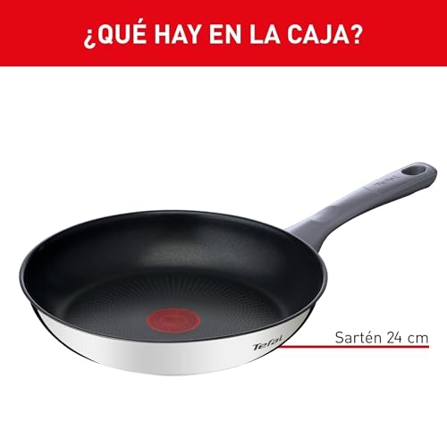 Tefal Daily Cook - Sartén de 24 cm, Apto inducción, antiadherente, revestimiento titanio, Thermo-signal,apto lavavajillas y horno, acero inoxidable - imagen 2
