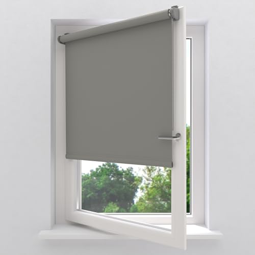 Radeco® Verdunklungsrollo ohne Bohren klemmfix 90 x 150 cm (BxH) grau, Fenster rollos für innen, Rollo ohne Bohren, klemmrollo, fensterrollo, verdunkelungsrollo, rollos für Fenster ohne Bohren