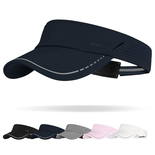 Image of Sukeen Sports Sun Visor for Men Women, Lightweight Adjustable Visor Hat, Reflective Running Tennis Golf Visor, Sunglass Slots