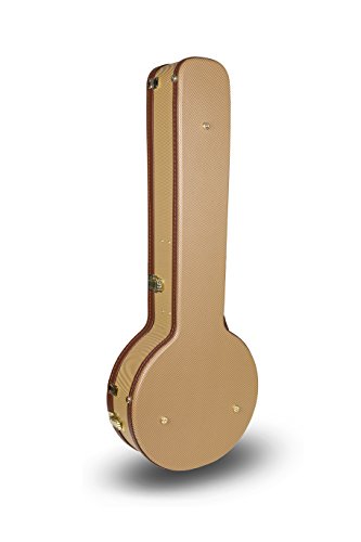 Image of Crossrock Wooden Banjo Case fits 5-string Resonator styles of Banjos- Stainless Steel Latches, Sponge Lining, Storage Space-Vinyl Tweed (CRW600BJTW)