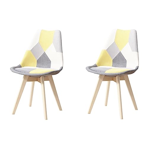 Hjhomeheart Juego De 2 Sillas De Comedor De Tela Patchwork Con Cojín De Asiento Extraíble Y Patas De Madera Maciza Para Comedor, Sala De Estar, Cocina, Etc. Retazos Amarillo Hjhomeheart Juego De 2 Sillas De Comedor De Tela Patchwork Con Cojín De Asiento Extraíble Y Patas De Madera Maciza Para Comedor, Sala De Estar, Cocina, Etc. Retazos Amarillo