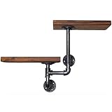Yaobuyao Estante De Tubería Industrial Montado En La Pared, Estanterías De Libros De Madera Reales De Steampunk, Estanterías De Almacenamiento Flotante De 2 Niveles De Almacenamiento De Estanterías