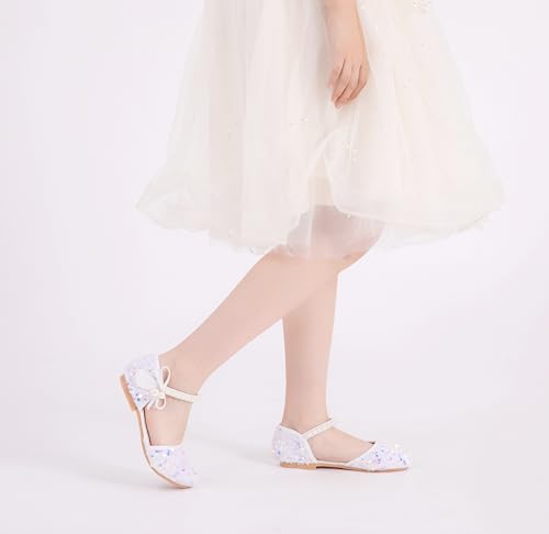 Little Girls Adorable Sparkle Ballerina Ballet Flats Pearl Strap Princess Dance Shoe Toddler Sequin Party Dress Up Mary Jane Shoes2