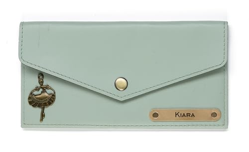 Image of AICA Personalized Name & Charm Leather Womens Wallet (Mint Green) | Customized Gifts for Women Girls | Gifts for Women | Wallet for Woman | Diwali Gifts | Wallet for Women | Corporate Gifts for Staff