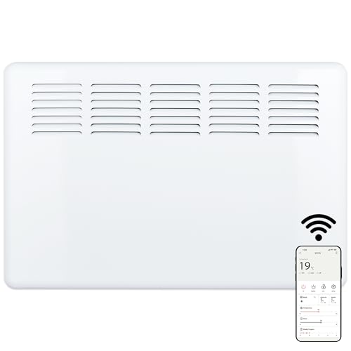 MYLEK Panel Space Heater Radiator 1.5KW Eco Smart WiFi App Electric Low Energy, Wall Mounted or Floor Standing, Bathroom IP24 Rated for Homes, Offices (1500w)