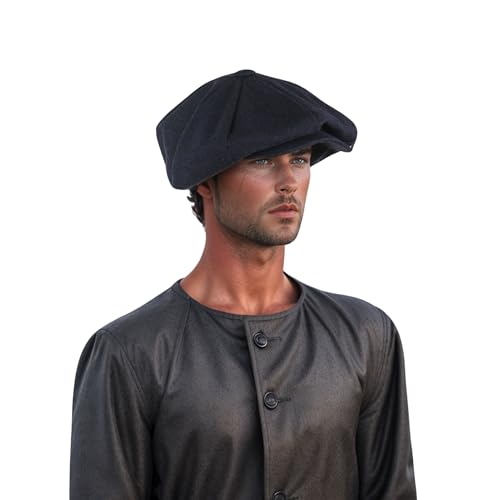 hatsXcaps Unisex Big Apple Wool Hat | Vintage Baker Boy Cap with 8-Panel Design, Soft Satin Lining, Elastic Sweatband for Comfort, Classic Newsboy Flat Cap for Casual, Formal & Outdoor Wear Navy Blue