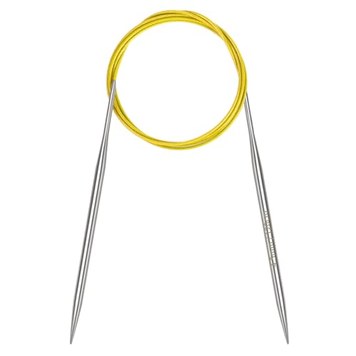 Coopay Agujas de tejer circulares de 4,5 mm, 120 cm, de metal con cable flexible, agujas de tejer redondas largas para mantas y proyectos grandes, agujas circulares fijas para manos artríticas