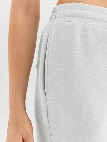 LILLUSORY Calça de moletom feminina de cintura alta para treino com bolsos, Cinza claro, P