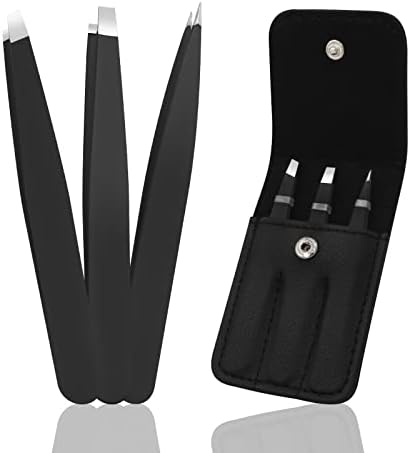 Pinkiou 3Pcs Professional Tweezer for Facial Hair Women & Men Stainless Steel Precision Tweezers for Ingrown Hair Tweezers for Men & Women