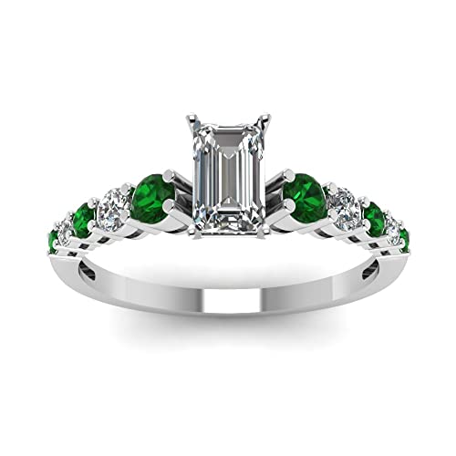 Image of Choose Your Gemstone Graduated Diamond CZ Engagement Ring 925 Sterling Silver Emerald Shape Petite Engagement Rings Lightweight Office Wear Everyday Gift Jewelry US Size 4 to 12