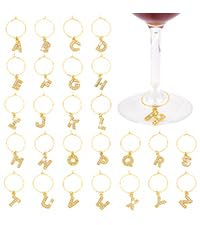 Miniatura 7 de Ph Pandahall 26 Dijes De Copa De Vino Con Letras Doradas Brillantes Para Copas De Vino De Diamante, Marcadores, Etiquetas De Metal Para Cóctel, Champán, Reuniones Familiares, Decoración De Fiesta