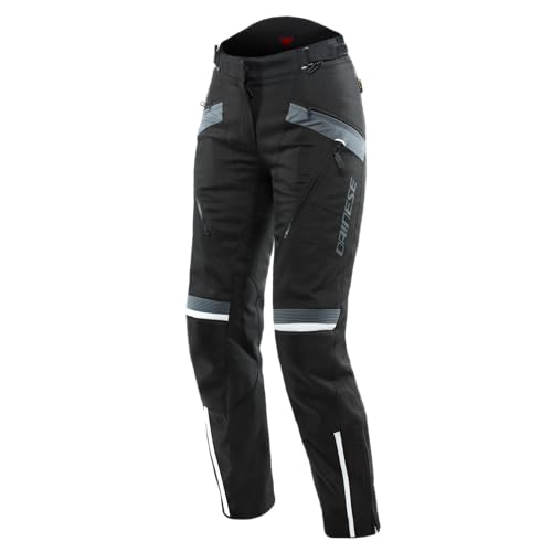 Dainese - Tempest 3 D-Dry Lady Pants, Pantalones de Moto Touring para Mujer, Membrana Impermeable, Interior Térmico Extraíble, Protectores de Rodilla, Negro/Negro/Ébano, 40