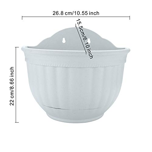 T4U Resin Wall Planter Marble Gray Set Of 2, Wall Mounted Garden Plant Flower Pot Basket Container Indoor Outdoor Use For Orchid Herb Succulent Cactus Home Office Porch Wall Decoration Gift #TOP4