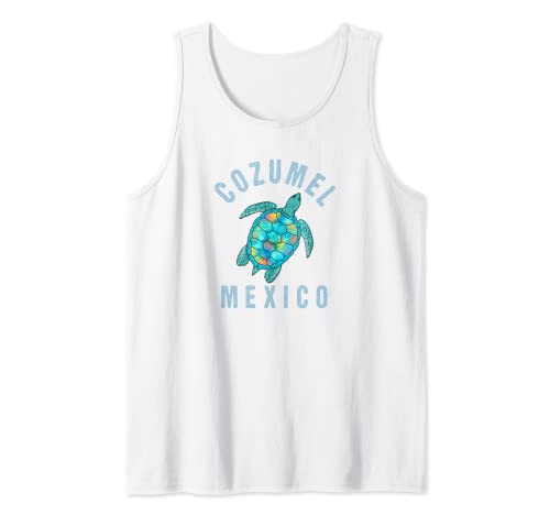 Cozumel Beach Design/Regalo de ilustración de tortugas marinas Camiseta sin Mangas