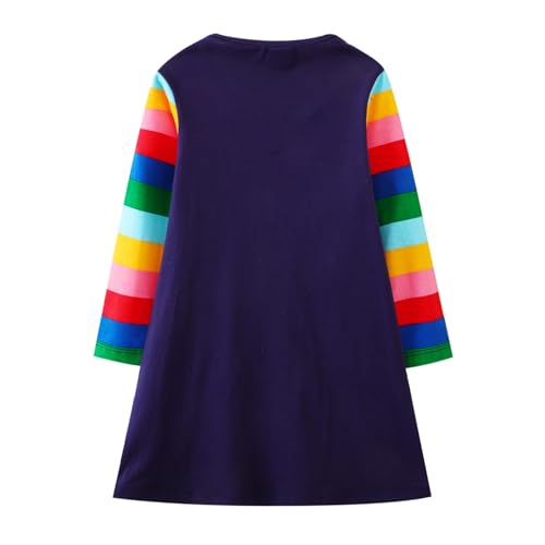 Girls Dress A-Line Dress for Toddler Kids Baby with Crewneck 100% Cotton Causal Playwear Cute Outifit2