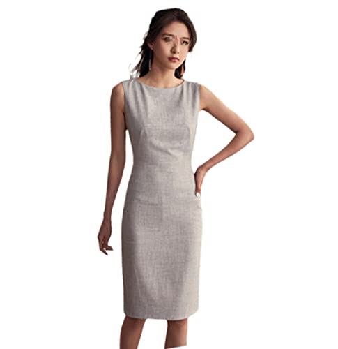 Office Dress for Ladies Summerless Elegant Slim Knee Length Pencil Formal Womens Dresses