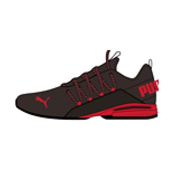 PUMA Unisex-Adult Axelion Cross-Trainer, Checkered Black-high Risk Red, 11.5