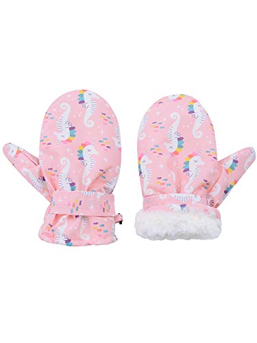 Century Star Baby Mittens Girls and Boys Toddler Mittens Kid Gloves with Lined Fleece Ski Mittens 01 Pink Hippocampal 6-18 Months