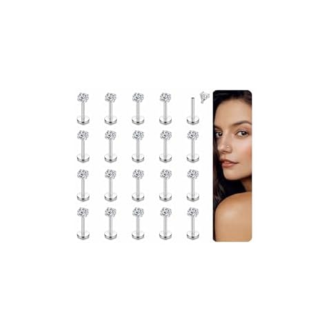 CASSIECA 20Pcs 16G Labret Piercing Jewellery Set Cover