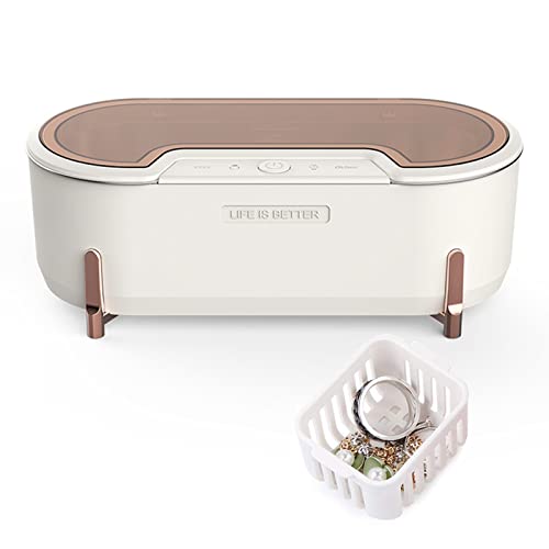 Preisvergleich Produktbild LTLWSH Ultraschallreiniger Ultraschallreinigungsgerät 4 Zeiteinstellungen Ultraschallgerät Ultrasonic Cleaner 40.000 Hz 500ml für Brille Uhren Schmuck Ohrringe Zahnprothesen,Weiß