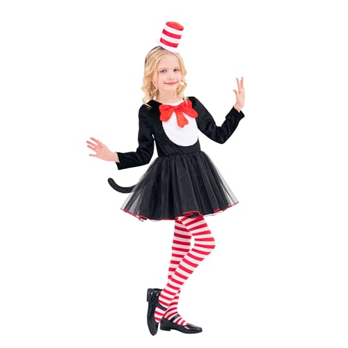 CosExpress World Book Day Costumes for Girls, World Book Day Costumes for Kids, Cat Costumes for Kids, Fancy Dress Up for Kids Story Book Character Costumes World Book Day Outfits Ideas
