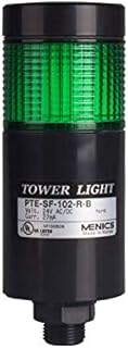 PTE-TCF-1FF-G-B, LED Stack Tower Light, 56mm Green Color 1 Stack Modular, Steady/Flash, Direct mounting Black Body, Terminal Connector 90-240V AC