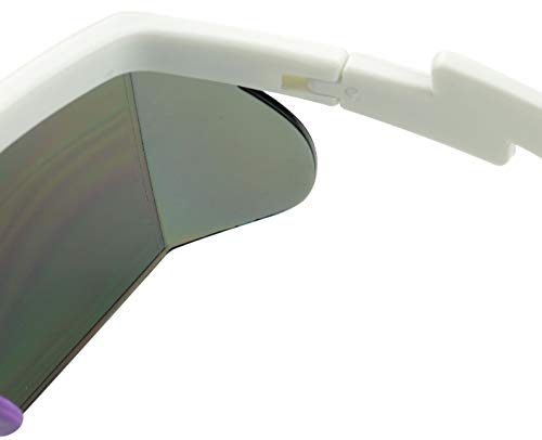 Image of ShadyVEU Semi Rimless Neon Rainbow Sunglasses Mirrored Lens UV Protection 80s Retro Rave Shades Crooked ZigZag Bolt Arm