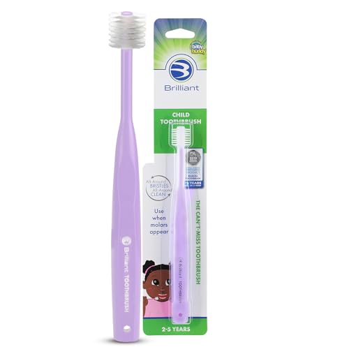 Image of Brilliant Oral Care Child Toothbrush with Soft Bristles and Round Head, for a Kid Approved, Easy to Use All-Around Clean Mouth, Ages 2-5 Years, Lilac, 1 Pack