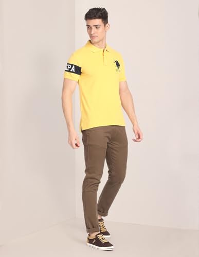 Image of U.S. Polo ASSN. Solid Slim Fit Polo T Shirts for Men - 100% Cotton, Half Sleeves Mens Tshirt